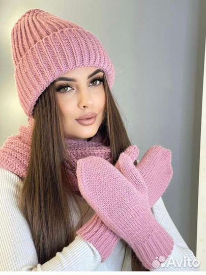 Набор шапка+снуд+варежки
