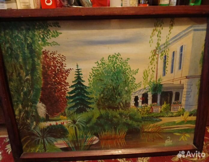 Картина старинная большая на холсте