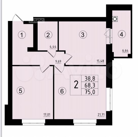 2-к. квартира, 75 м², 2/5 эт.