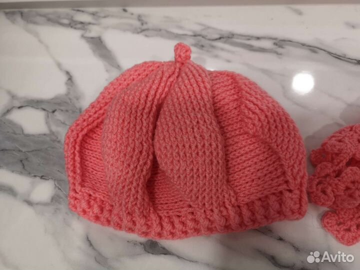 Шапка и горловина для девочки 4-9лет вязаные