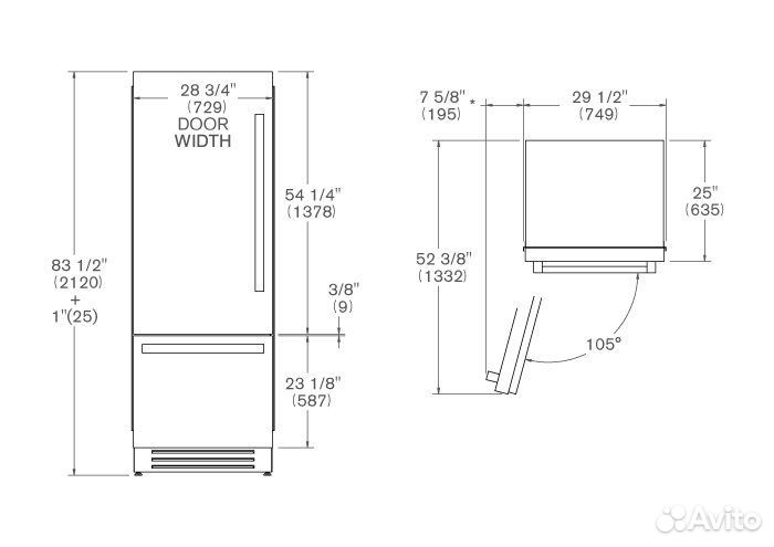 Холодильник bertazzoni REF755bblxtt