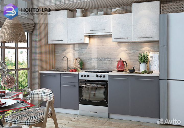 Кухня Бланка белый / синга крем / бархат графит