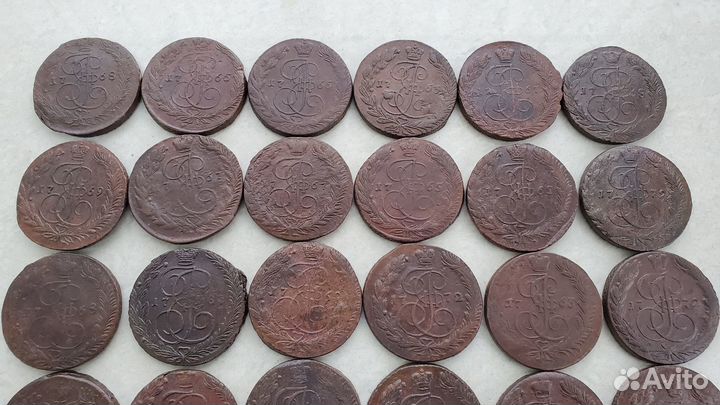 Монеты пятаки пять копеек клад 1763 - 1792 гг