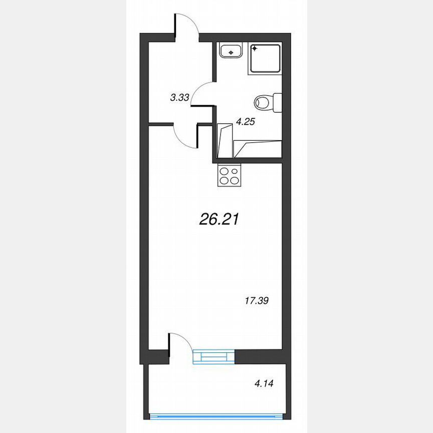 Квартира-студия, 29,1 м², 13/22 эт.