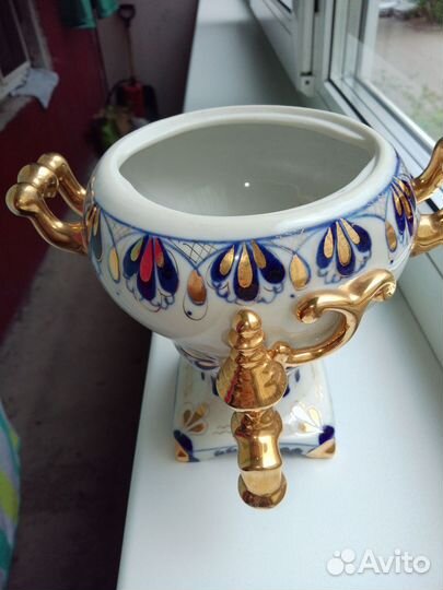 Самовар Гжель СССР стеклянный