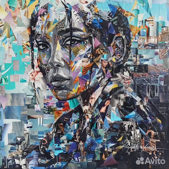 Авторские картины в технике коллаж 85х85 см