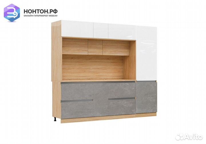 Кухня Карина №2 белый глянцевый / бетон светлый