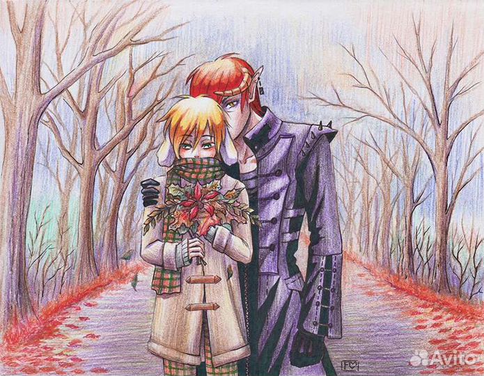 Рисунок манга аниме демон арт романтика