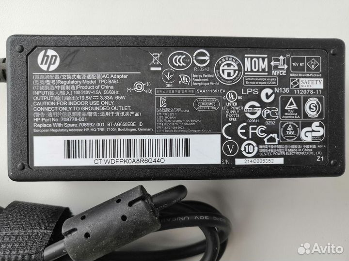 Зарядное устройство / блок питания для ноутбука HP
