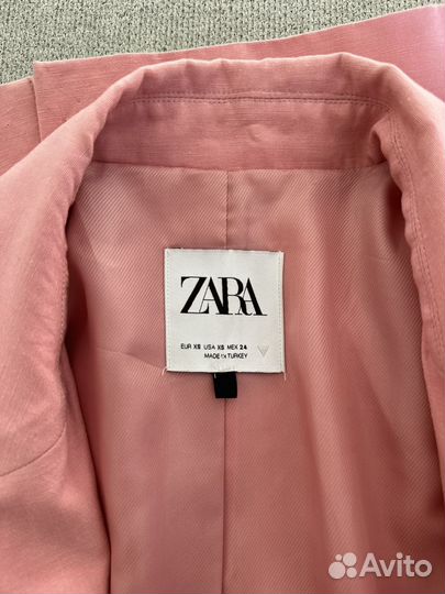 Пиджак льняной оверсайз Zara розовый