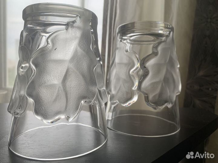 Lalique пара стаканов Oak Leaf Decor 12cm