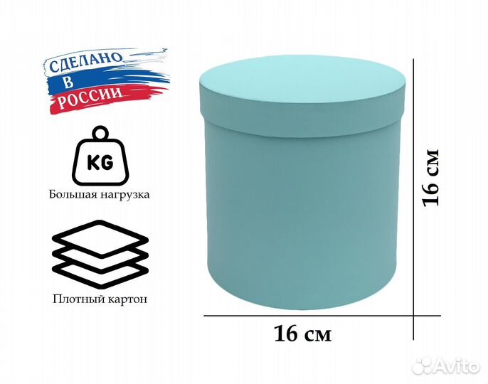 Подарочная круглая коробка 16х16 см Бирюзовая