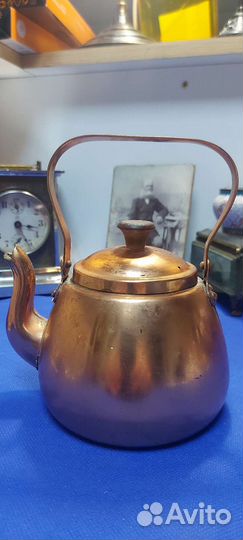 Антикварный Заварочный чайник Португалия метал
