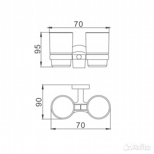 Стакан для ванной комнаты двойной Haiba HB8708, ч