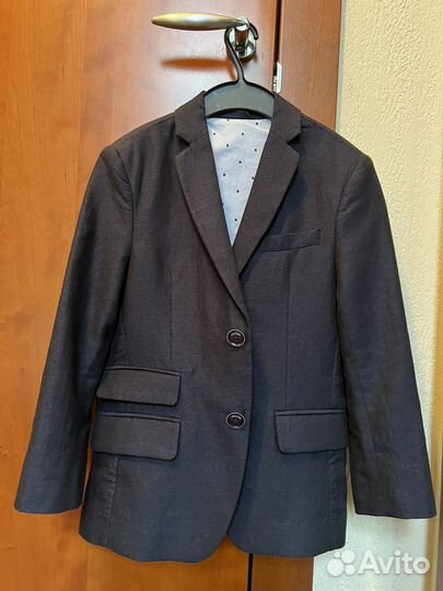 Пиджак школьный для мальчика 146 синий, Gulliver