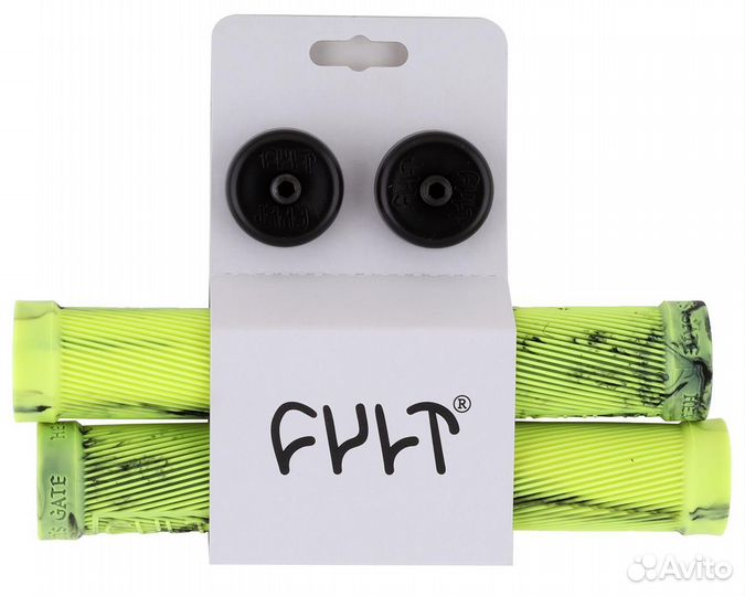 Грипсы BMX Cult Heaven's Gate Flangeless зелёно-чё