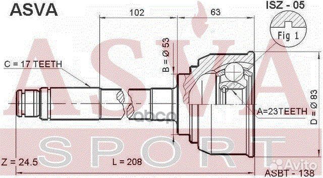 ШРУС наружный opel frontera 17x23x53 ISZ05 asva