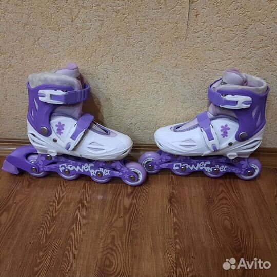 Роликовые коньки детские раздвижные, размер 30-33