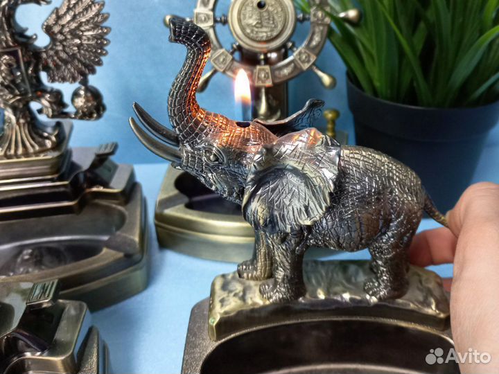 Пепельница из металла + зажигалка 4модели