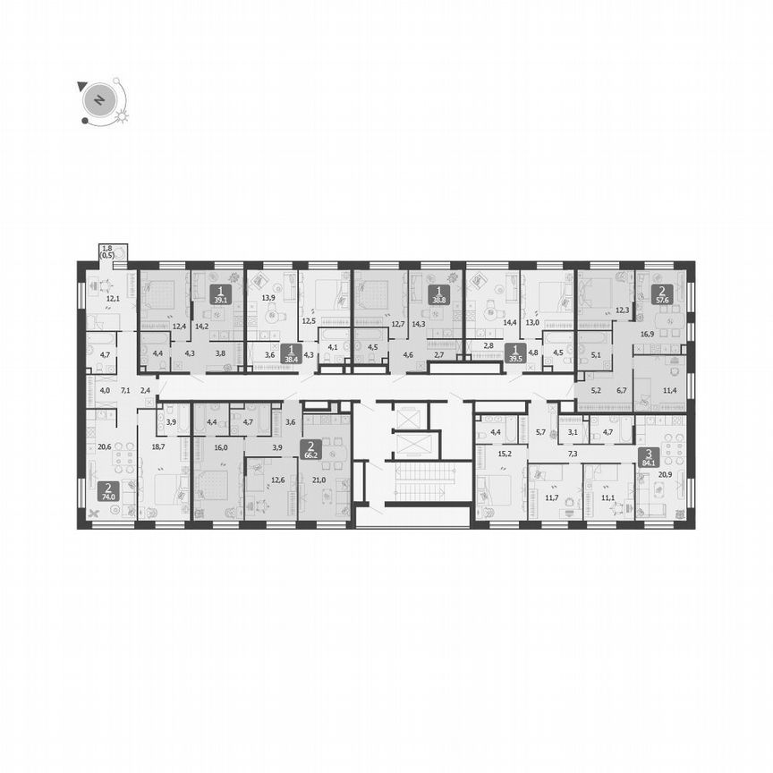 2-к. квартира, 59,5 м², 7/19 эт.