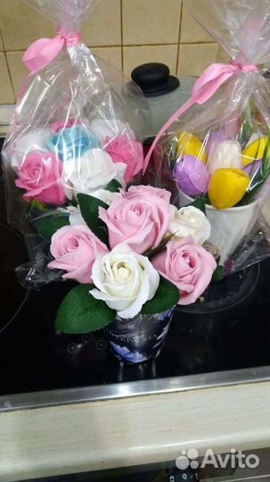 Цветочки из мыла, подарок