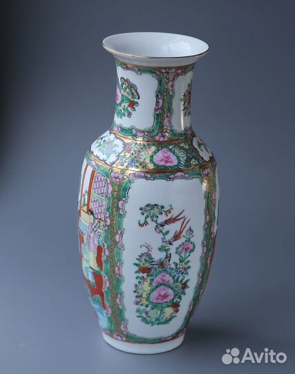 Ваза Фарфор старый Китай восточный сюжет роспись