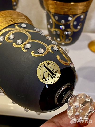 Королевские фужеры с кристаллами h18 см Богемия