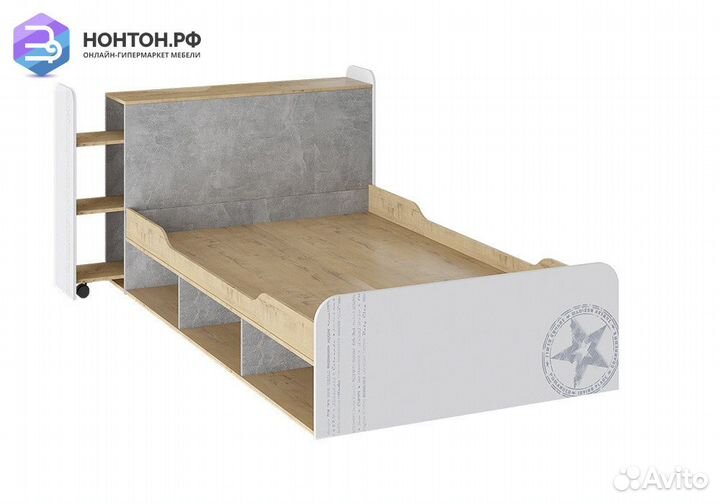 Кровать Мегаполис бунратти / белый с рисунком