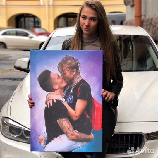 Портрет на натуральном холсте