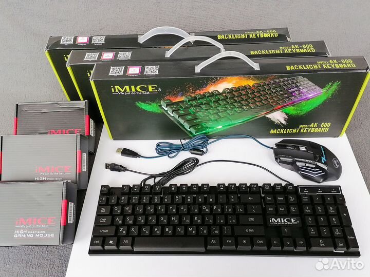 Набор клавиатура + мышь, подсветка, Новые