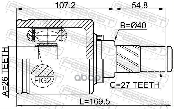 Шрус внутренний левый 26x40x27 nissan X-trail 2