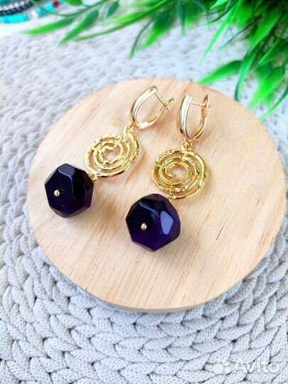 Серьги женские позолоченные дизайнерские