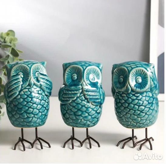 Керамические совы статуэтки Сова набор 3 шт