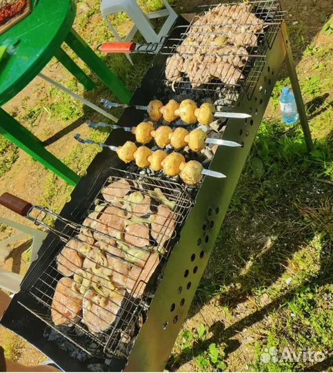 Большой сборный стальной мангал 90х90х30 см новый