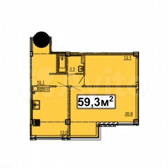 2-к. квартира, 59,3 м², 2/4 эт.