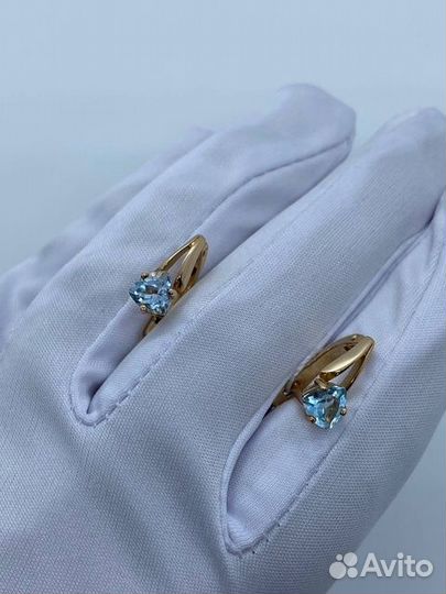 Серьги с синтетическим камнем Золото