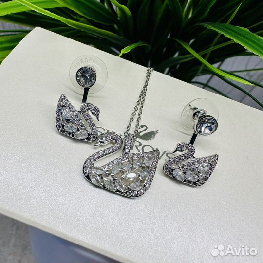 Серьги swarovski swan lake, кулон swarovski swan