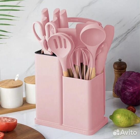 Набор ножей и силиконовых лопаток новый