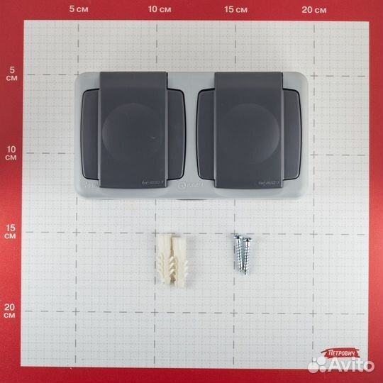 Розетка 36064201 двойная открытая установка серая