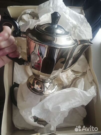 Чайно кофейный сервиз мельхиор