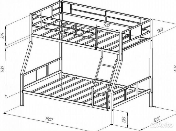 Двухъярусная кровать металлическая
