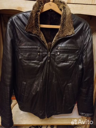 Бренд.Кожаная куртка мужская 48 50 с мехом
