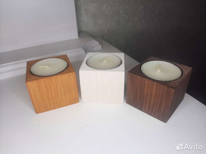 Подсвечник деревянный одинокий