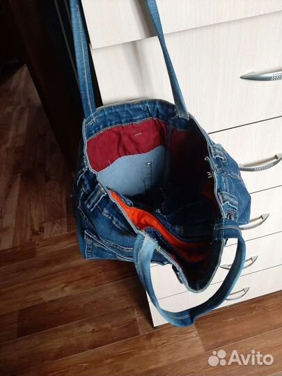 Сумка из джинсы.палас 2/3.игрушка на батарейках