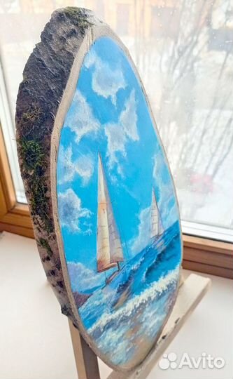 Картина на спиле Морской пейзаж с парусниками