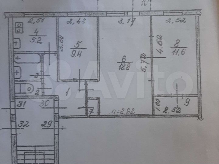 3-к. квартира, 57,7 м², 3/5 эт.