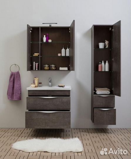 Тумба с раковиной Aquanet Эвора 80 дуб антик