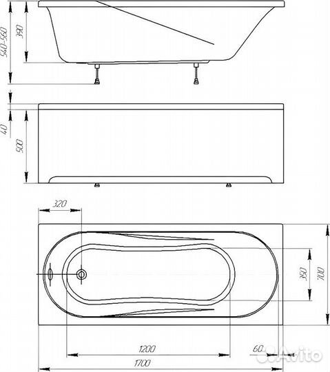Ванна акрил 170х70 Aquatek Либерти BER170-0000001