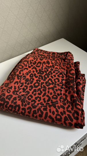 Джинсы леопардовые красные 46 суперстильные