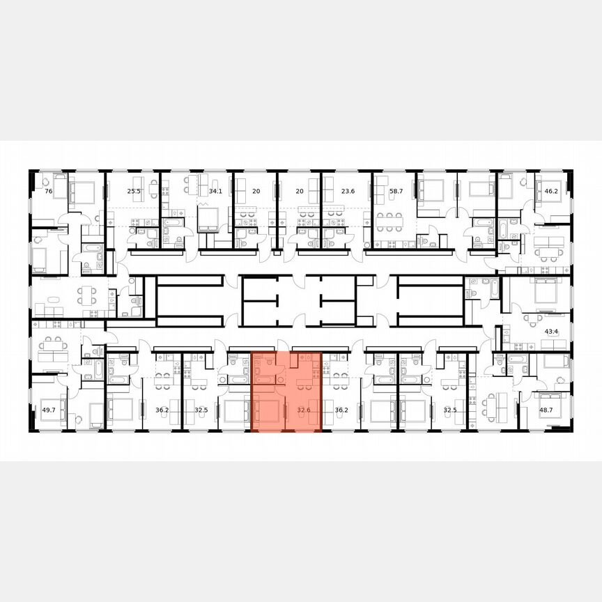 1-к. квартира, 32,6 м², 21/25 эт.